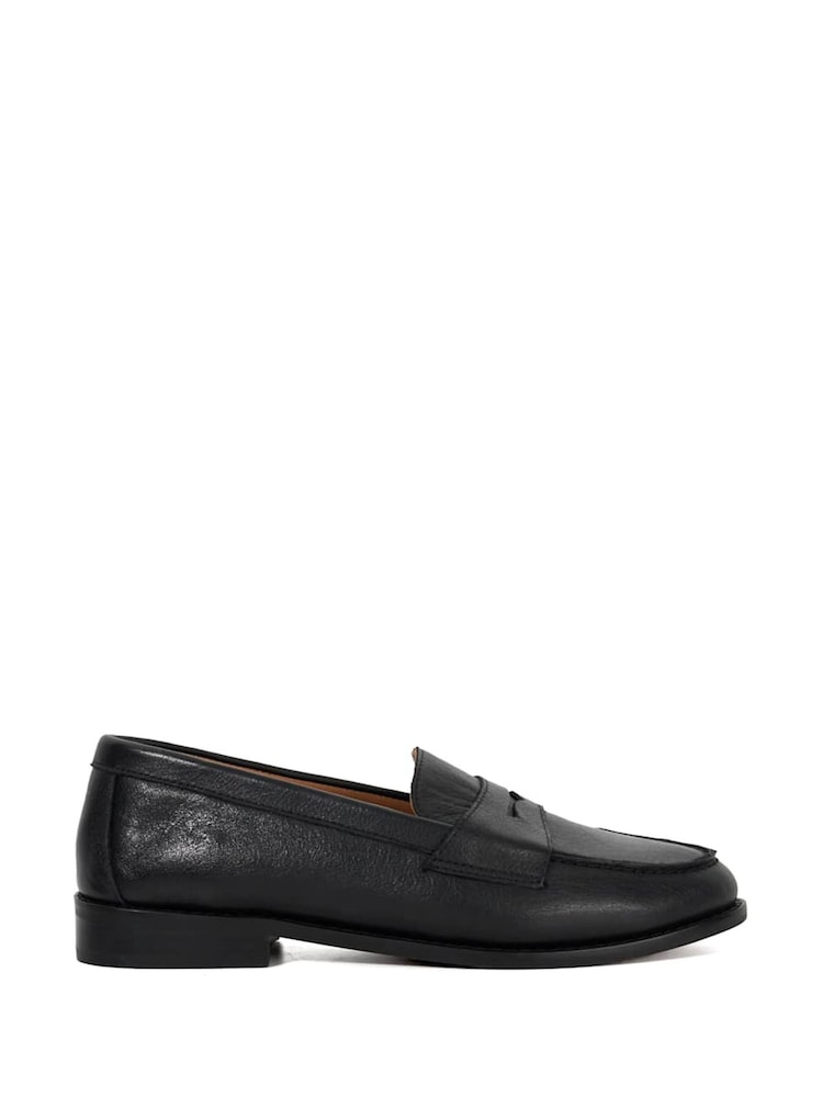 Dune London Black Wide Fit Ginelli Flexi Sole Leather Penny Loafers - Image 3 of 5
