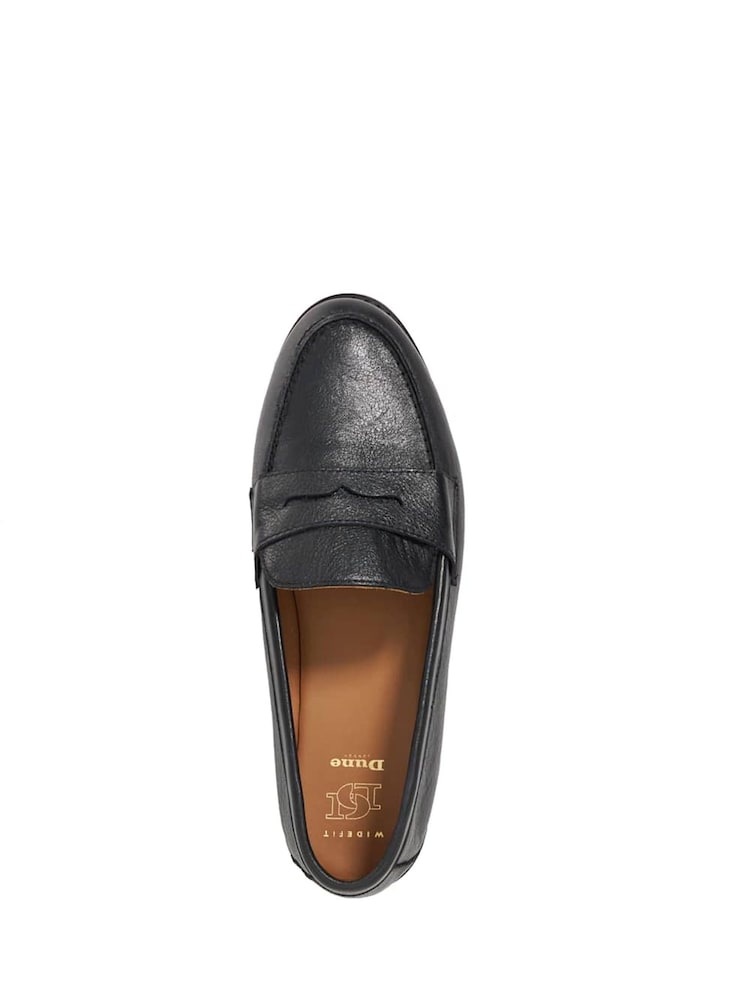 Dune London Black Wide Fit Ginelli Flexi Sole Leather Penny Loafers - Image 4 of 5