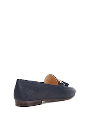 Dune London Navy Blue Wide Fit Flexible Sole Graysons Tassel Leather Loafers - Image 3 of 6