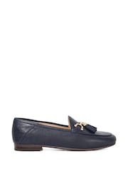 Dune London Navy Blue Wide Fit Flexible Sole Graysons Tassel Leather Loafers - Image 4 of 6