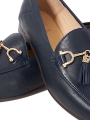 Dune London Navy Blue Wide Fit Flexible Sole Graysons Tassel Leather Loafers - Image 6 of 6