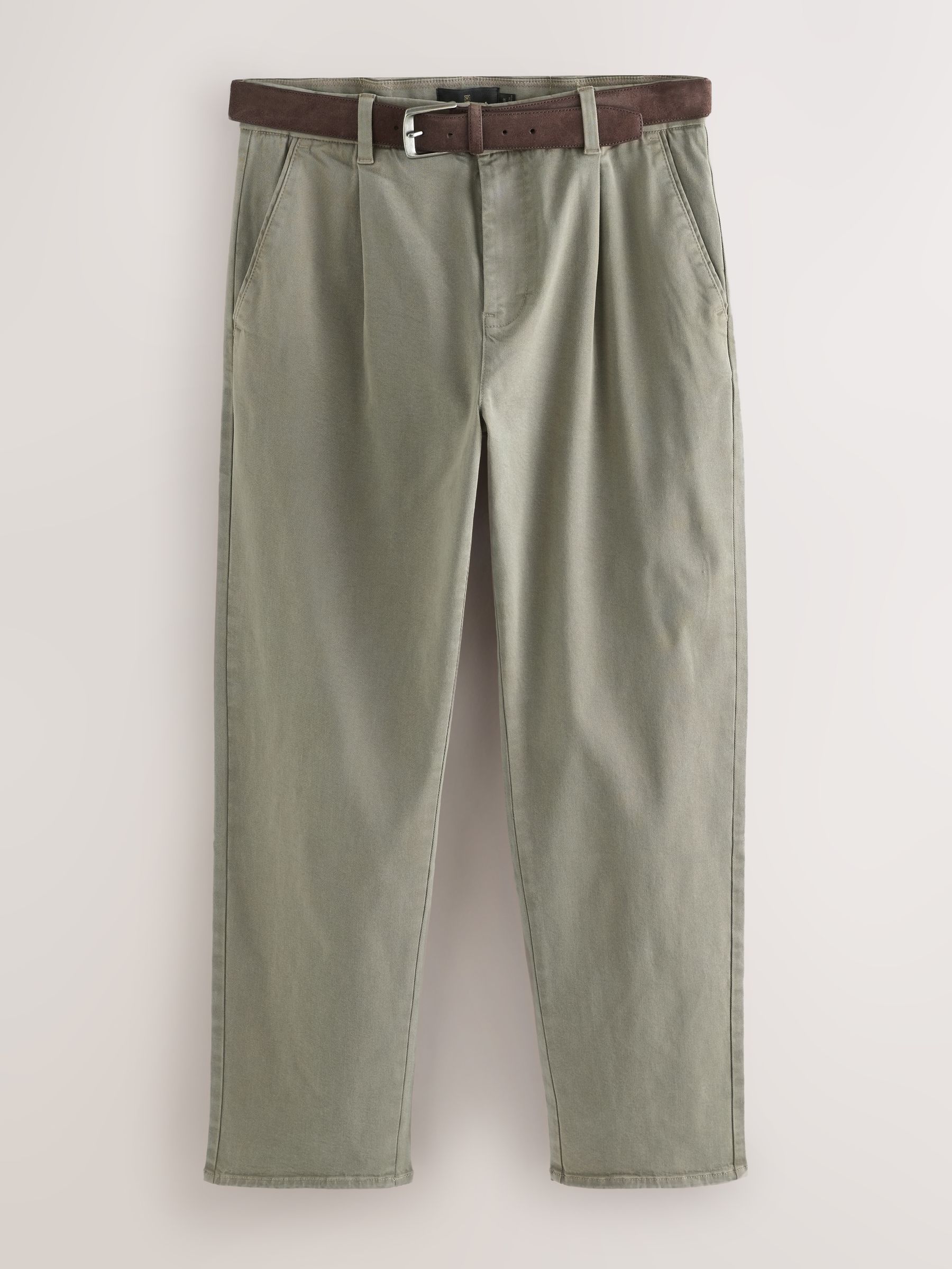 Buy Stone Straight Fit Belted Trousers from Next Romania