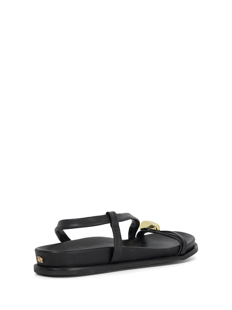 Buy Dune London Black Lyn Gold Nugget Toe Flat Sandals from Next Oman