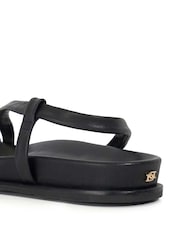 Dune London Black Lyn Gold Nugget Toe Flat Sandals - Image 5 of 6