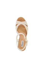 Dune London Cream Standard Fit Kelulu Cork Cross Wrap Wedge Sandals - Image 5 of 6