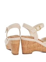 Dune London Cream Standard Fit Kelulu Cork Cross Wrap Wedge Sandals - Image 6 of 6
