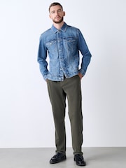 Khaki Green Regular Fit Cotton Rich Utility Chino Trousers With Stretch - Image 2 of 11