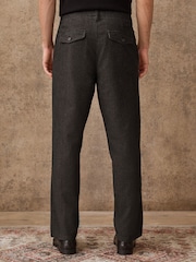Brown Cotton Rich Herringbone Trousers - Image 3 of 11