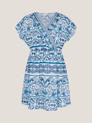 Monsoon Blue Ornate Floral Print Kaftan Dress - Image 2 of 4