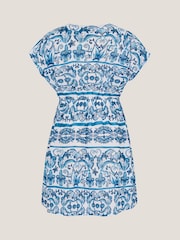 Monsoon Blue Ornate Floral Print Kaftan Dress - Image 3 of 4