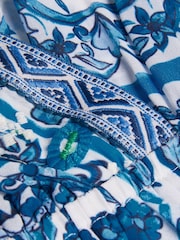Monsoon Blue Ornate Floral Print Kaftan Dress - Image 4 of 4