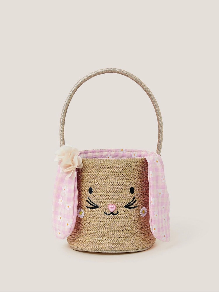 Monsoon Natural Bunny Gingham Basket Bag - Image 1 of 4