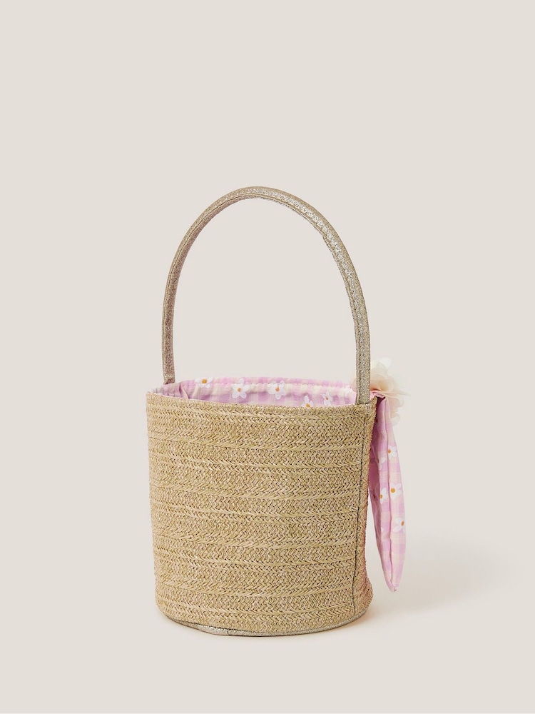 Monsoon Natural Bunny Gingham Basket Bag - Image 2 of 4