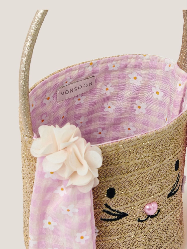 Monsoon Natural Bunny Gingham Basket Bag - Image 4 of 4