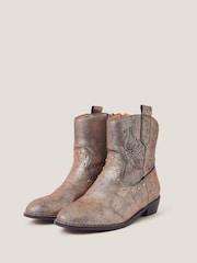 Monsoon Natural Brooke Metallic Cowboy Boots - Image 1 of 3