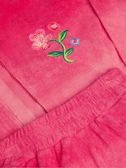 Monsoon Pink Floral Print Ombré Terry Zip 100% Cotton Hoodie and Shorts Set - Image 3 of 3