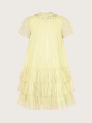 Monsoon Yellow Alexandria Sequin Ruffle Tulle Swing Dress - Image 2 of 4