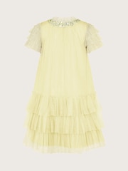 Monsoon Yellow Alexandria Sequin Ruffle Tulle Swing Dress - Image 3 of 4
