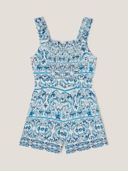 Monsoon Blue Ornate Floral Print Playsuit - Image 2 of 3