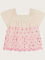 Monsoon Natural Broderie Square Neck Top - Image 2 of 4