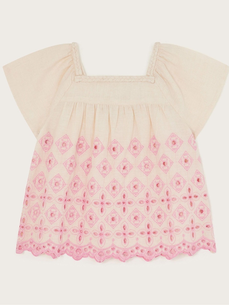 Monsoon Natural Broderie Square Neck Top - Image 2 of 4