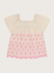 Monsoon Natural Broderie Square Neck Top - Image 3 of 4