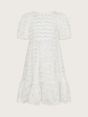 Monsoon Natural Pippa Sequin Stripe Tunic Dress - Image 2 of 4