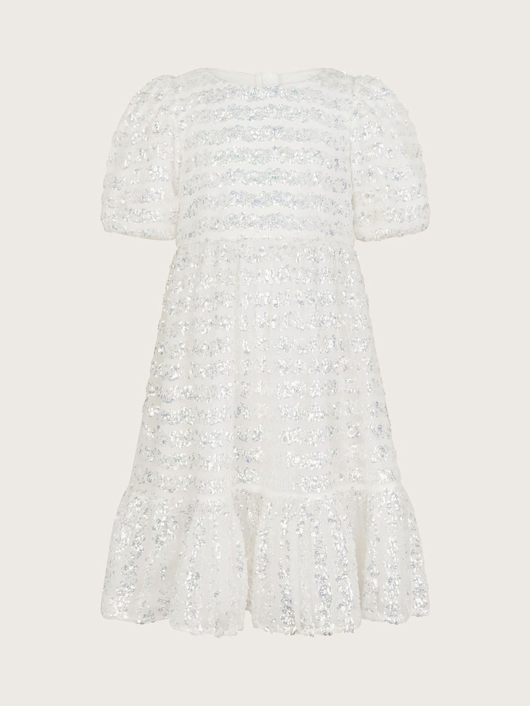 Monsoon Natural Pippa Sequin Stripe Tunic Dress - Image 2 of 4