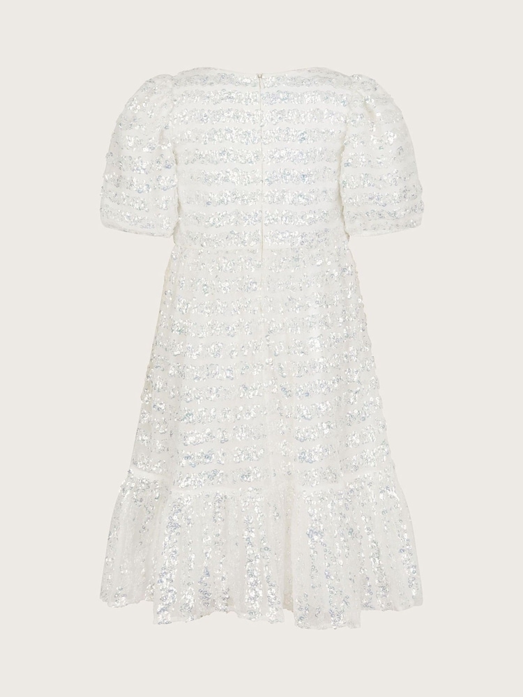 Monsoon Natural Pippa Sequin Stripe Tunic Dress - Image 3 of 4