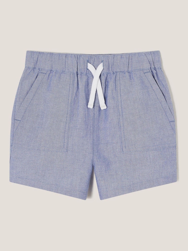 Monsoon Blue Chambray Drawstring 100% Cotton Shorts - Image 1 of 3