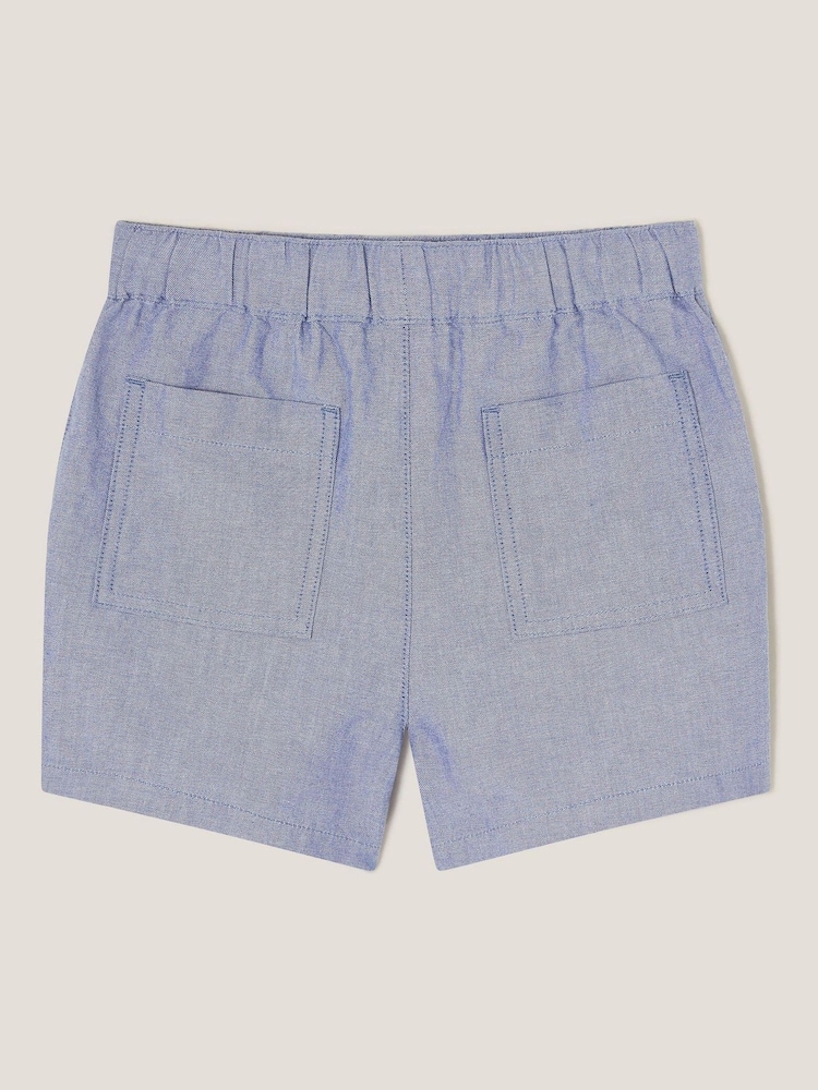 Monsoon Blue Chambray Drawstring 100% Cotton Shorts - Image 2 of 3