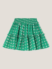 Monsoon Green Floral Print Frill Skirt - Image 1 of 3