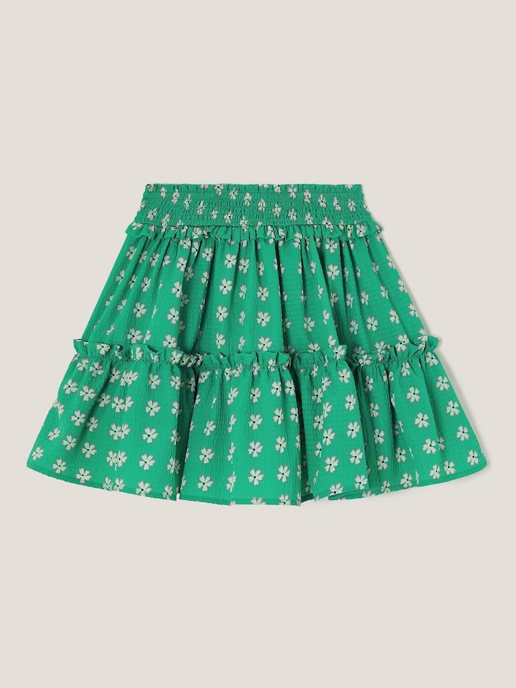 Monsoon Green Floral Print Frill Skirt - Image 2 of 3