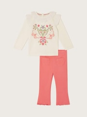 Monsoon Natural Baby Broderie Embroidered Top and Leggings Set - Image 1 of 3