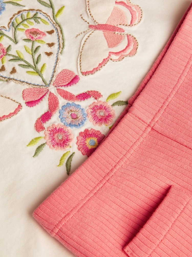 Monsoon Natural Baby Broderie Embroidered Top and Leggings Set - Image 3 of 3