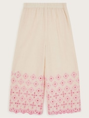 Monsoon Natural Broderie Wide Leg Trousers - Image 2 of 4