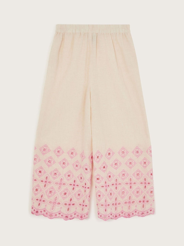 Monsoon Broderie Wide Leg Trousers - Image 3 of 4