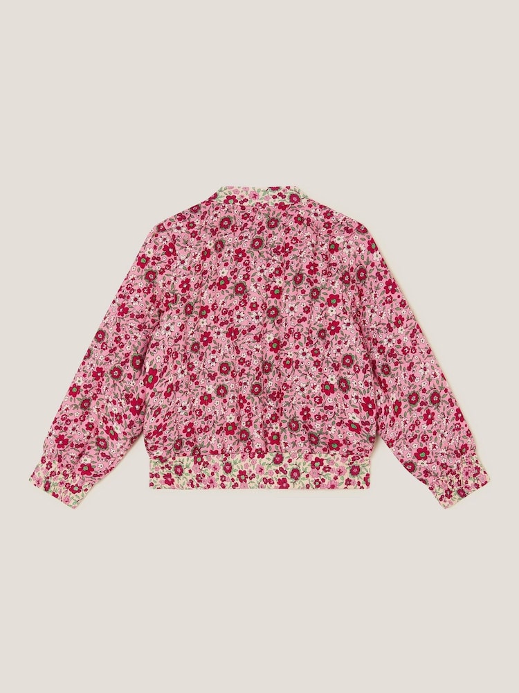 Monsoon Pink Floral Print Bomber Jacket - Image 2 of 3
