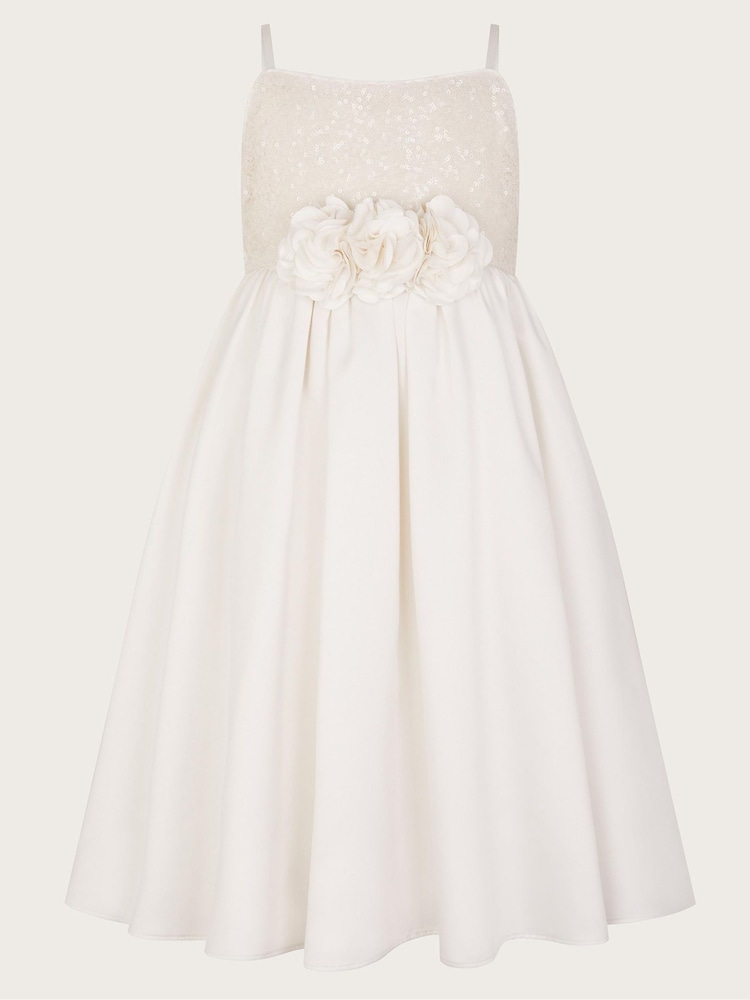 Monsoon White Orelia Strappy Sequin Satin Dress - Image 2 of 4