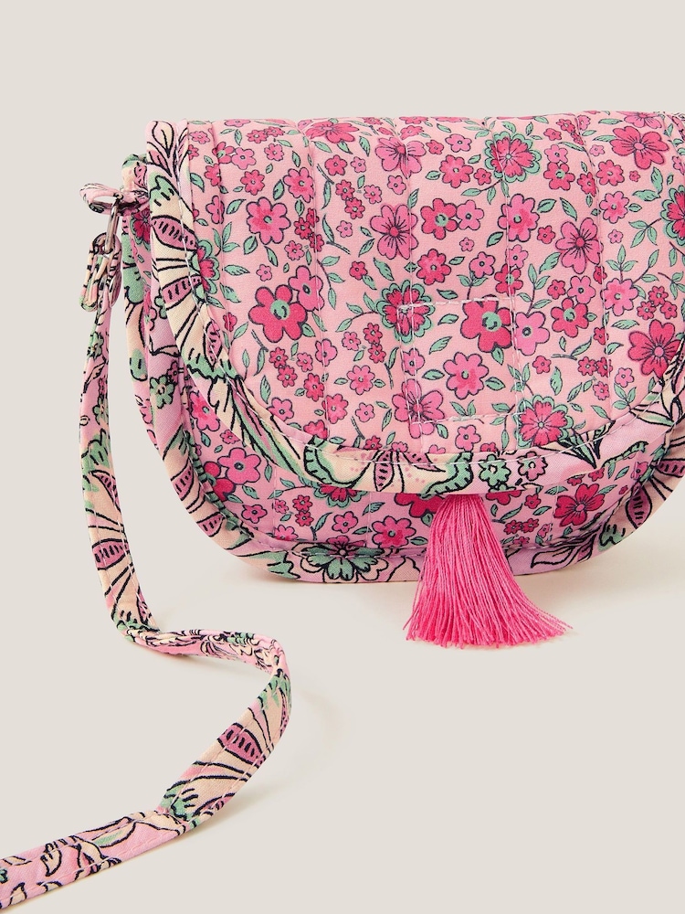 Monsoon Pink Floral Quilted Cross-Body Bag - Image 4 of 4