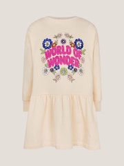 Monsoon Cream World Of Wonder Sweatshirt 100% Cotton Dress - Image 1 of 3