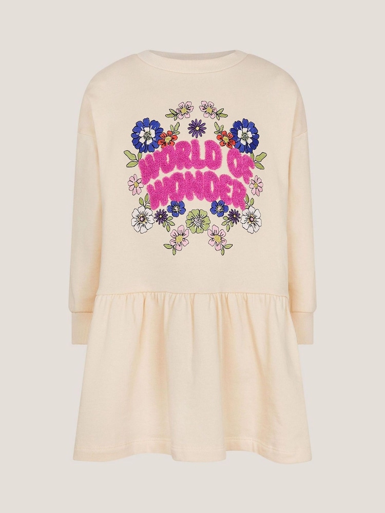 Monsoon Cream World Of Wonder Sweatshirt 100% Cotton Dress - Image 1 of 3