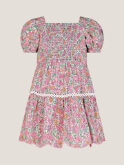 Monsoon Pink Baby Broderie Floral Puff-Sleeve Dress - Image 3 of 4