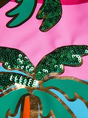 Monsoon Pink Colourblock Palm Sequin Swimsuit - Image 3 of 3