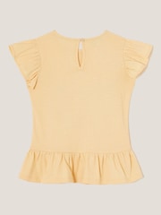 Monsoon Yellow Floral Print Butterfly Frilly 100% Cotton T-Shirt - Image 2 of 3