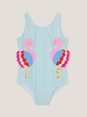 Monsoon Blue Baby Flamingo Stripe Swimsuit - Image 1 of 3