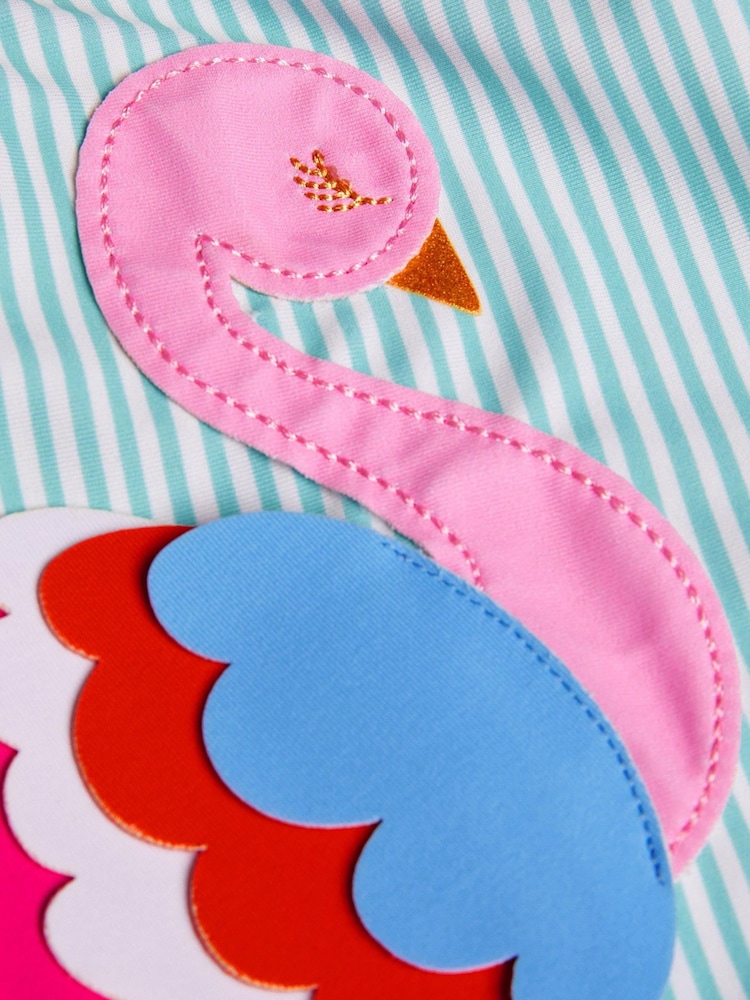 Monsoon Blue Baby Flamingo Stripe Swimsuit - Image 3 of 3