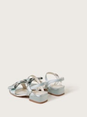 Monsoon Green Diamante Bow Satin Sandals - Image 3 of 3