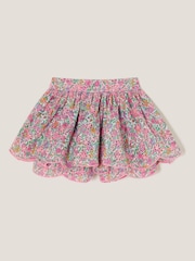 Monsoon Pink Broderie Floral Print 100% Cotton Skort - Image 1 of 3