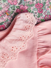 Monsoon Pink Baby Bunny 100% Cotton T-Shirt and Floral Leggings Set - Image 4 of 4